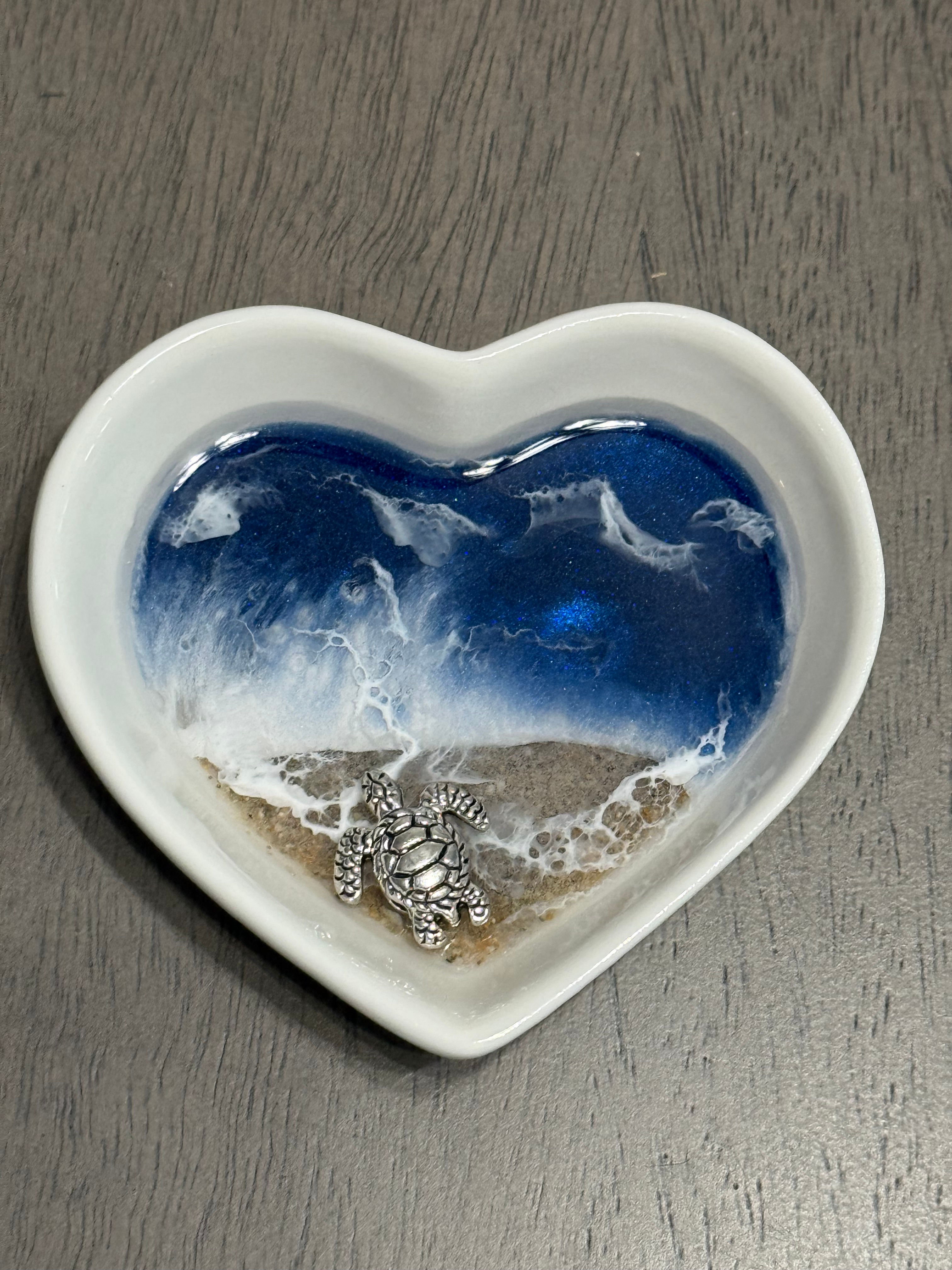 Heart Ocean Resin Ceramic Dish