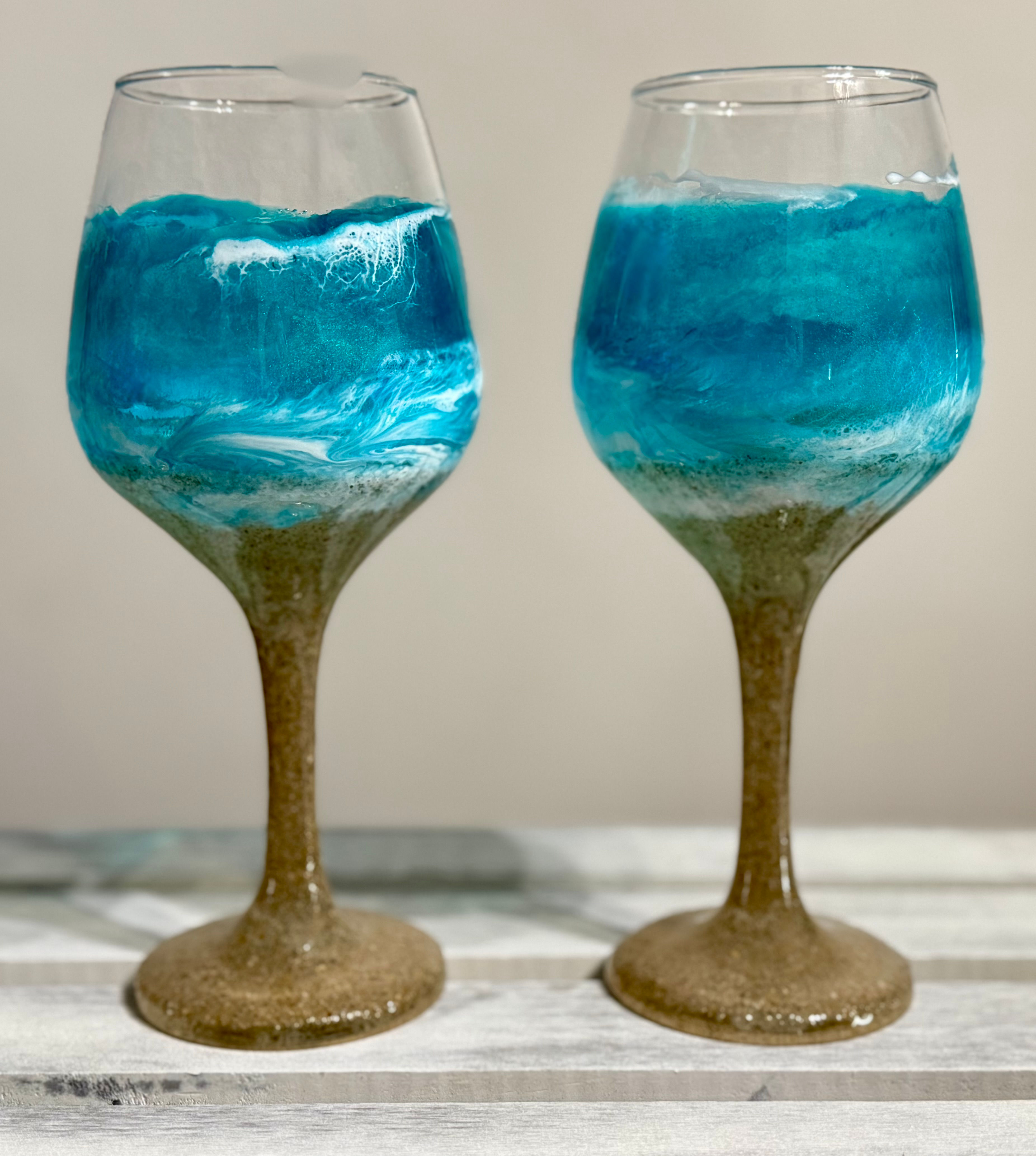 Ocean Resin Stemmed Wine Glasses – 17 oz