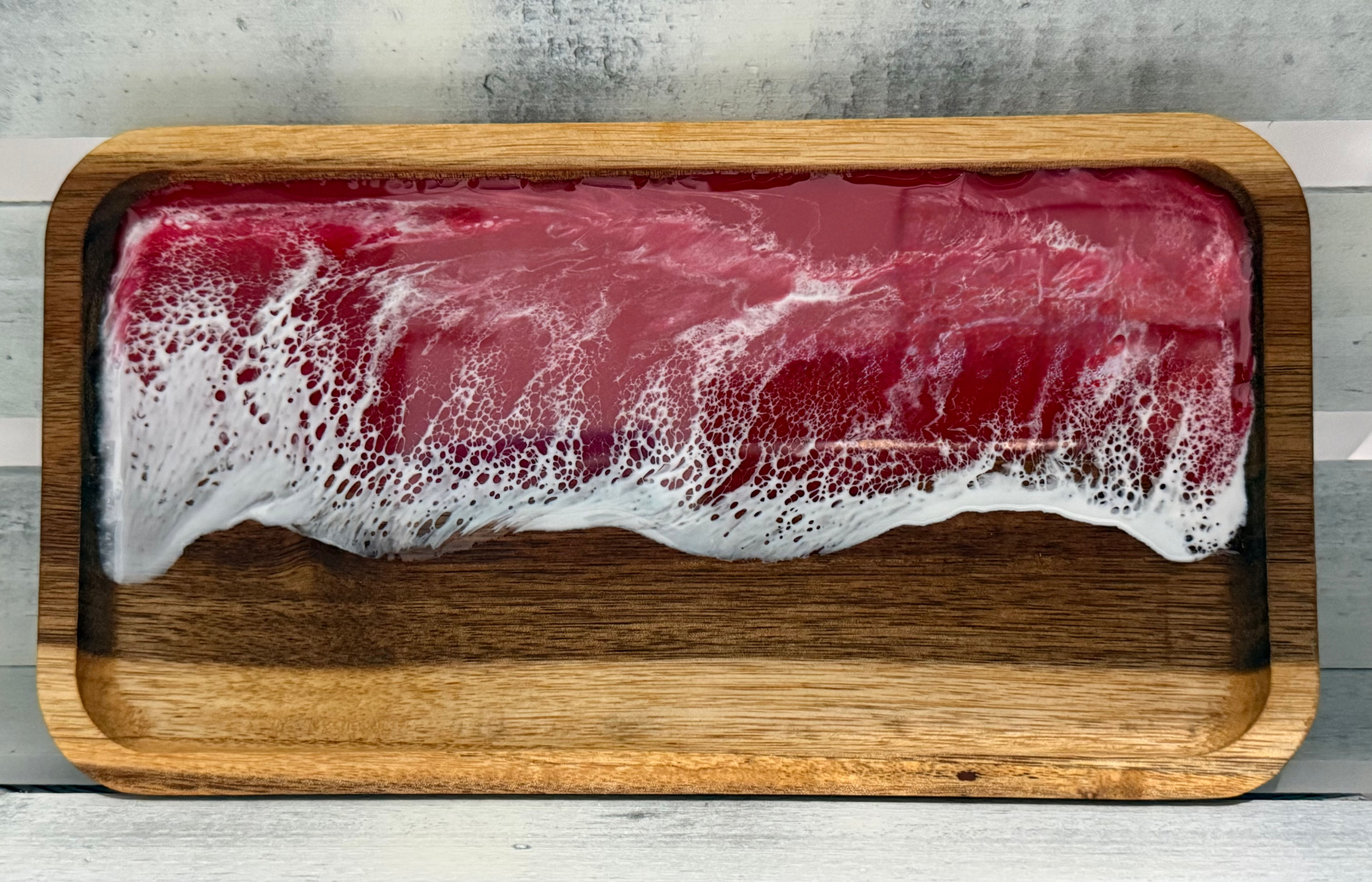 Valentine’s Ocean Resin Tray – Shimmery Pink Waves