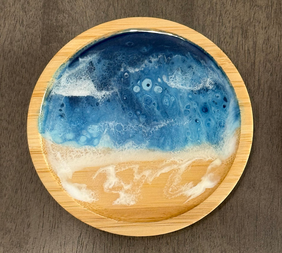 Thumbnail: Ocean Resin Wine Glass Toppers &amp; Coaster Set