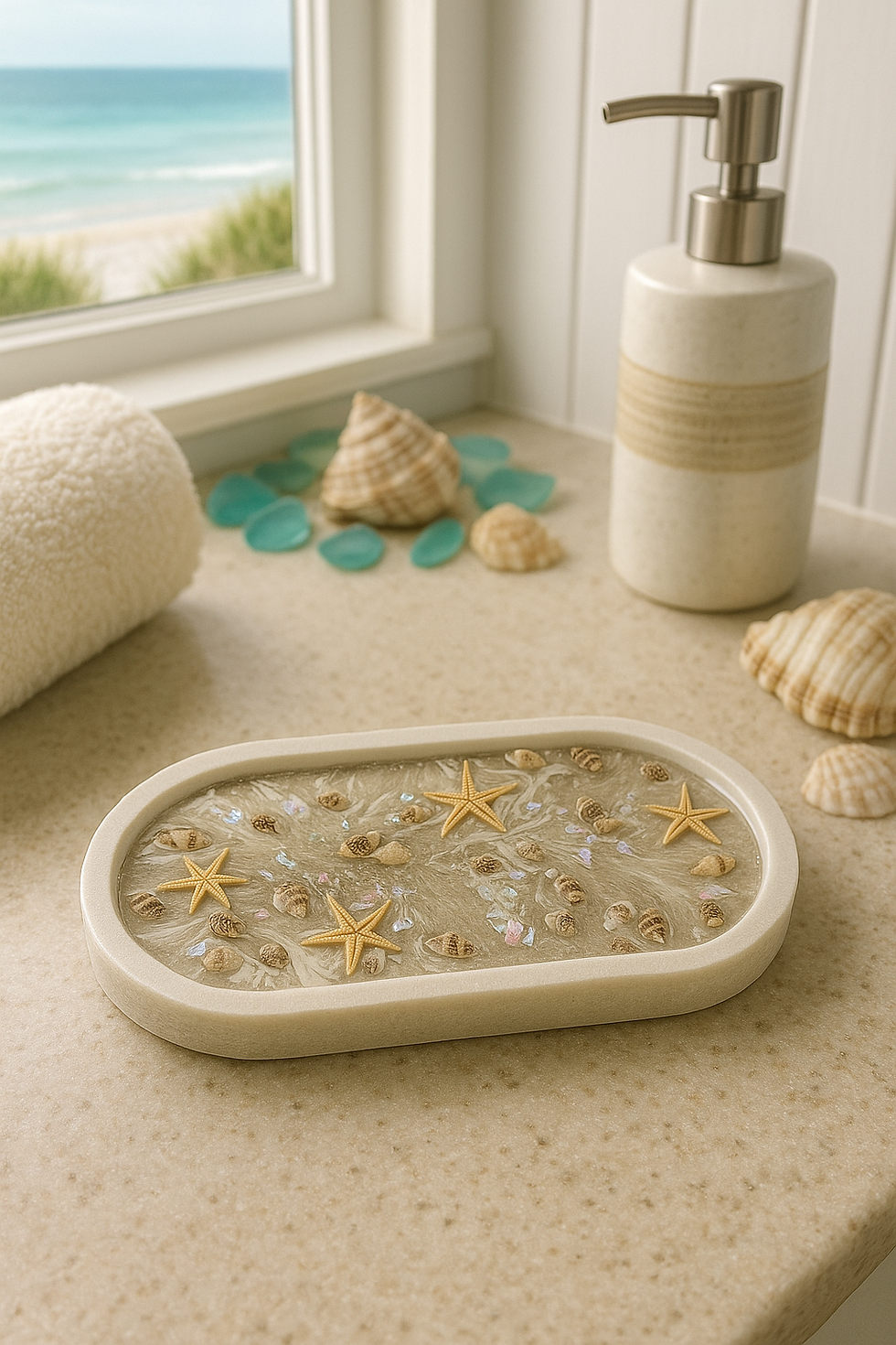 Thumbnail: Oval Ocean Resin Trinket Tray  (7” x 3.75”)