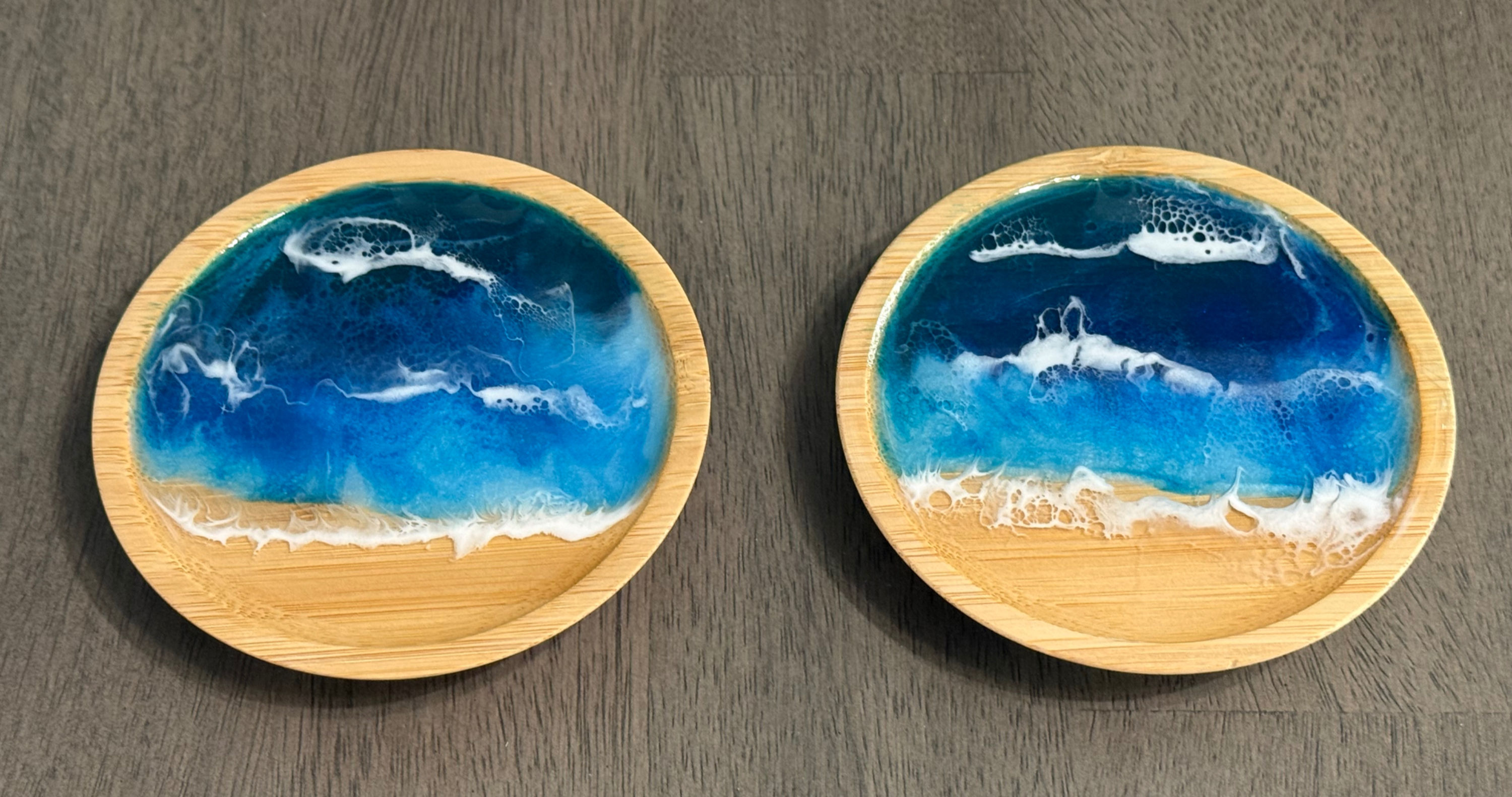 Ocean Resin Wine Glass Toppers & Coaster Set