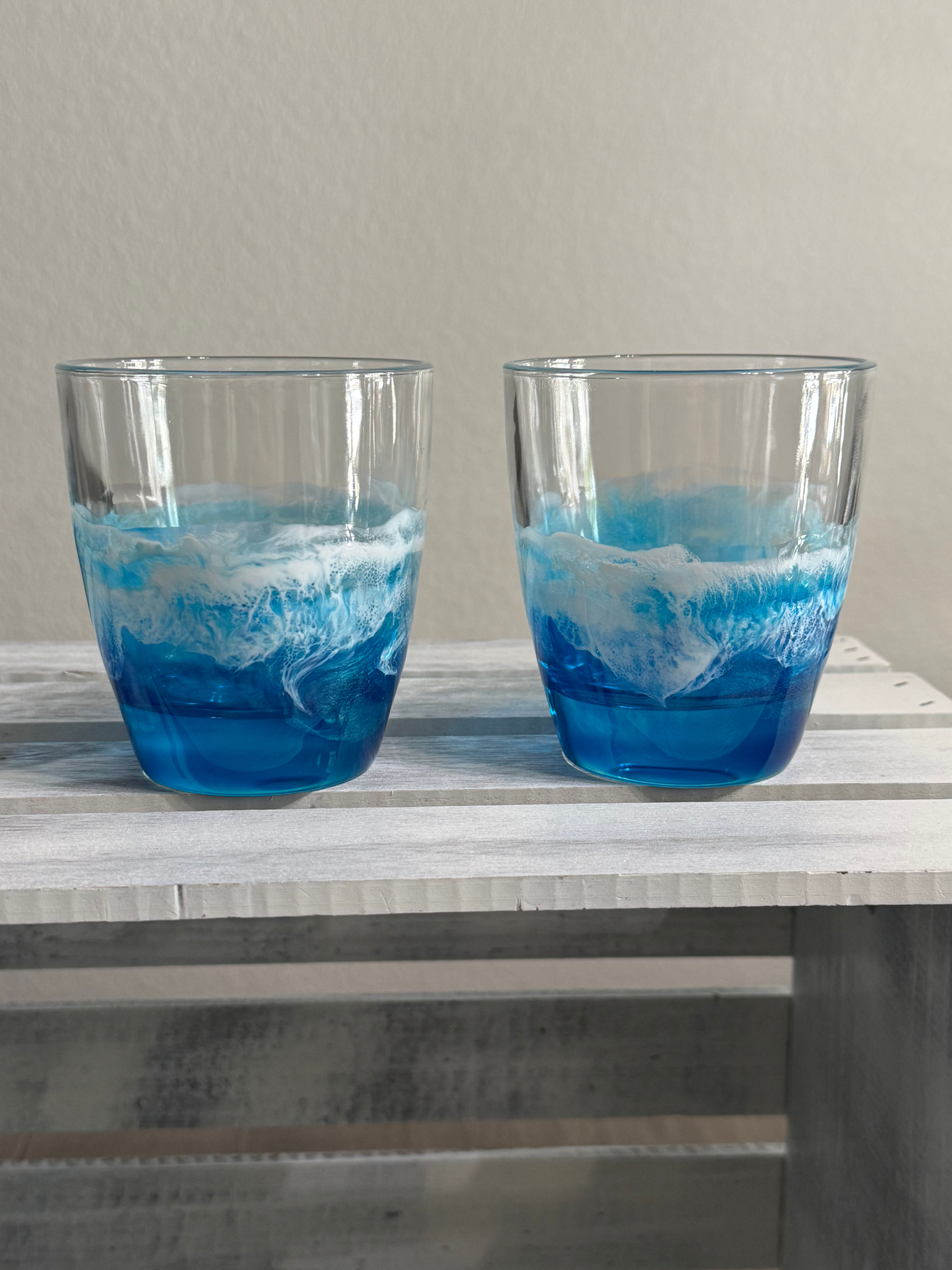 Ocean Resin Whiskey Glasses Set of 2