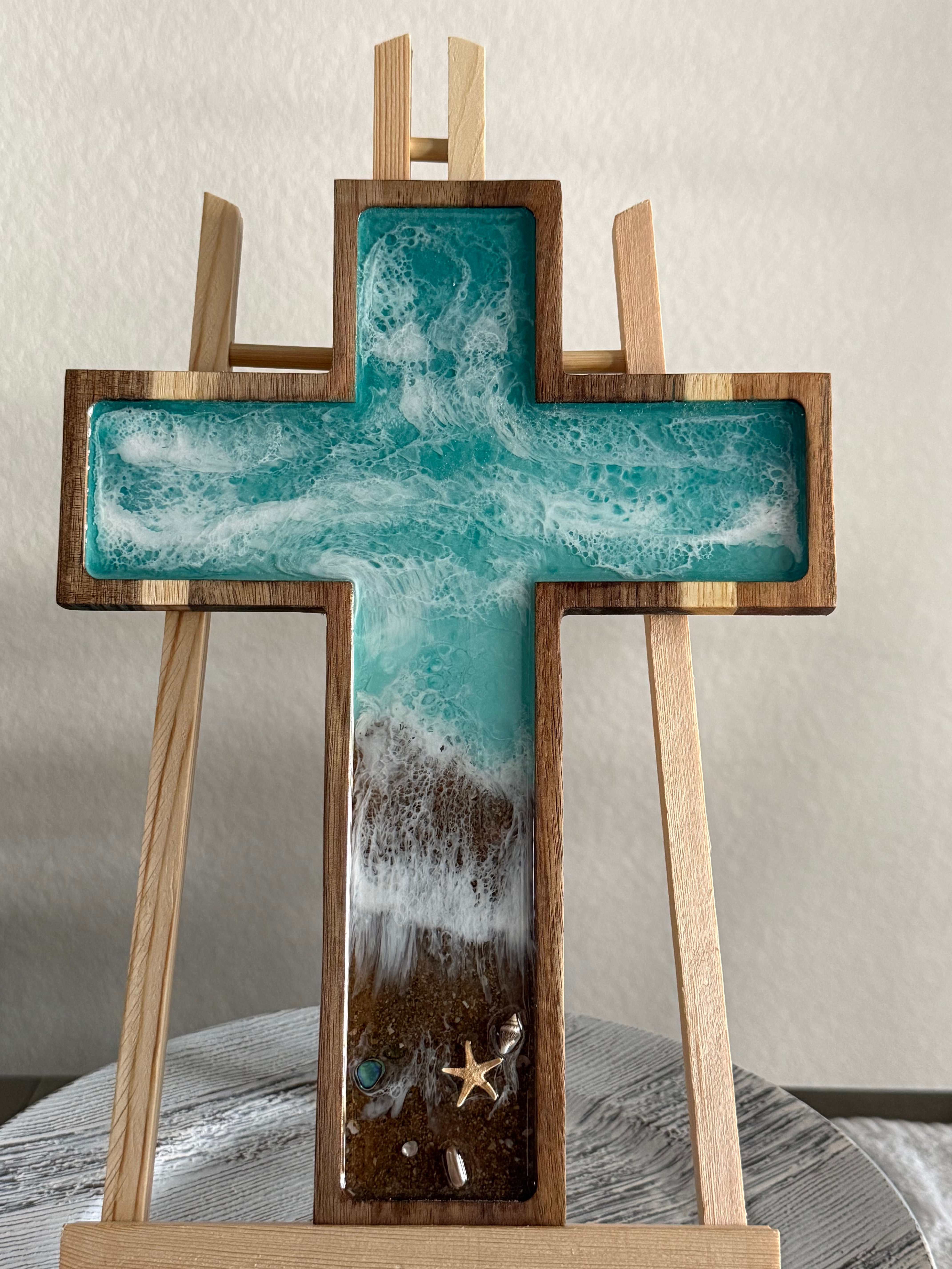 Coastal Resin Cross Wall Art