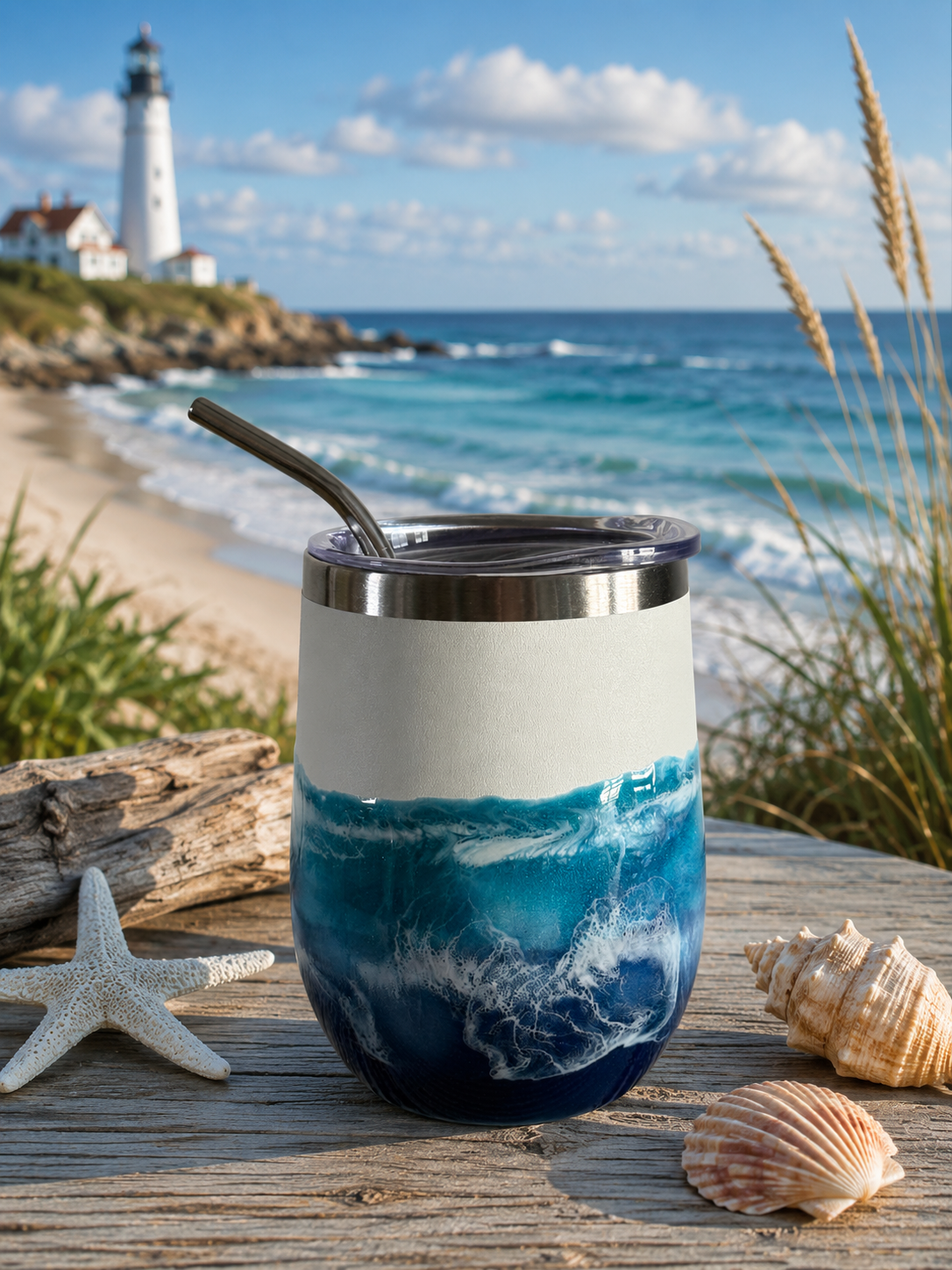 Ocean Collection Resin Stainless Steel Wine Tumbler – Single - 12 oz