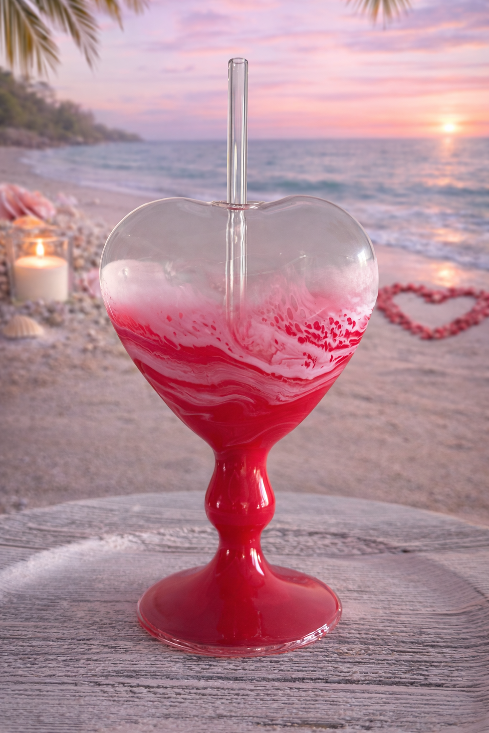Thumbnail: Limited Edition - Heart-Shaped Ocean Resin Wine Glasses – Valentine’s Collection