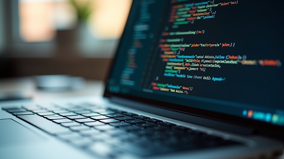 Eye-level view of a laptop displaying website code