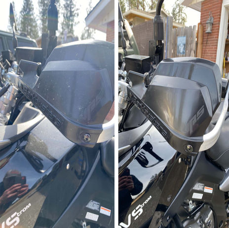 Motorcycle handguard cleaning