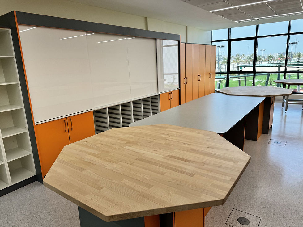 Brookhouse international furniture installation team working on site abroad