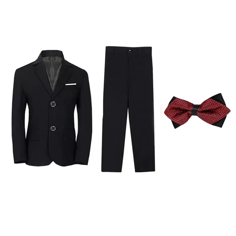 Thumbnail: First Communion Boys White Blazer Vest Pants 3PCS Set — Modest Formal Attire, cotton viscose white blazer vest pants set with