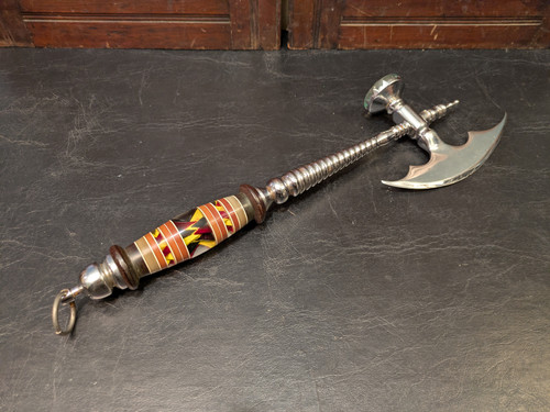 Vintage Fantasy Decorative Mini Axe – Chrome Blade, Inlaid Resin