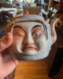 Antique Japanese Multi-Face Character Teapot