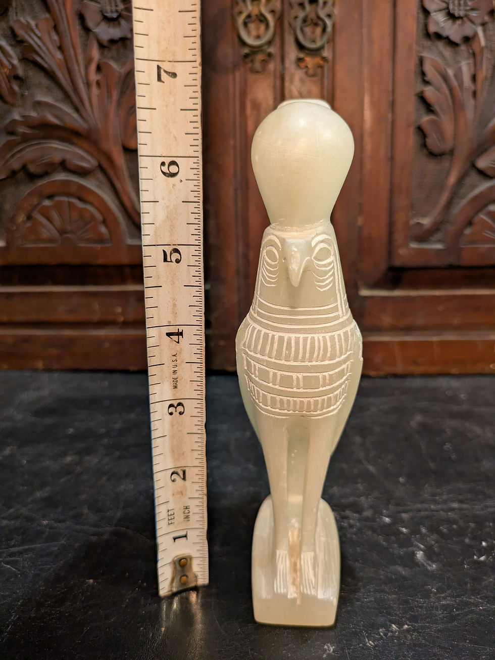 Miniatúra: Vintage Carved Stone Bird Figurine – Egyptian Revival Style