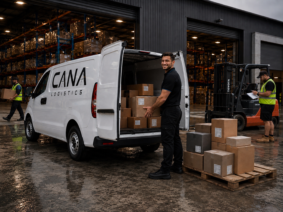 CANA Logistics driver loading van at Sydney warehouse