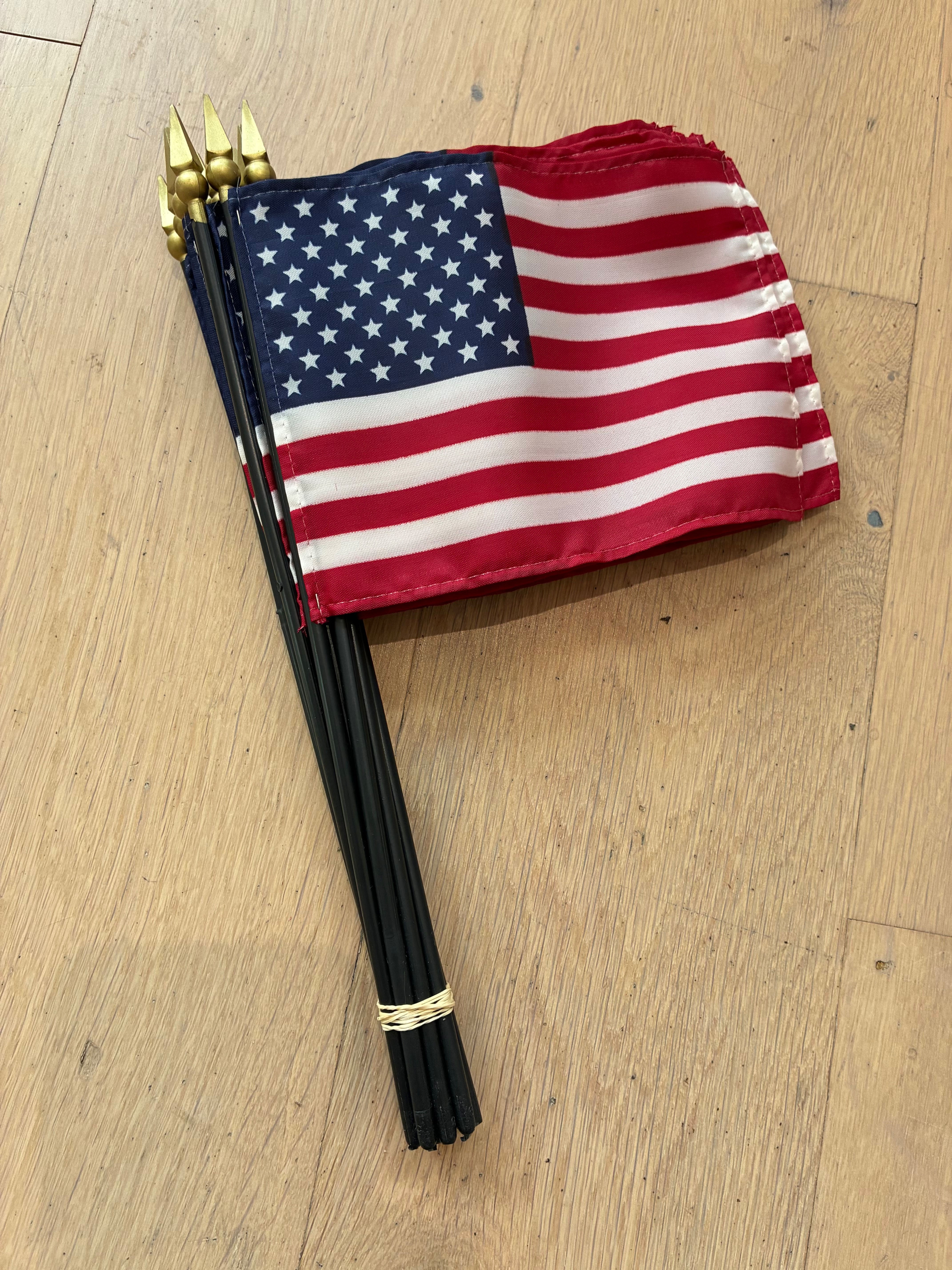12 Mini USA Cotton Flags