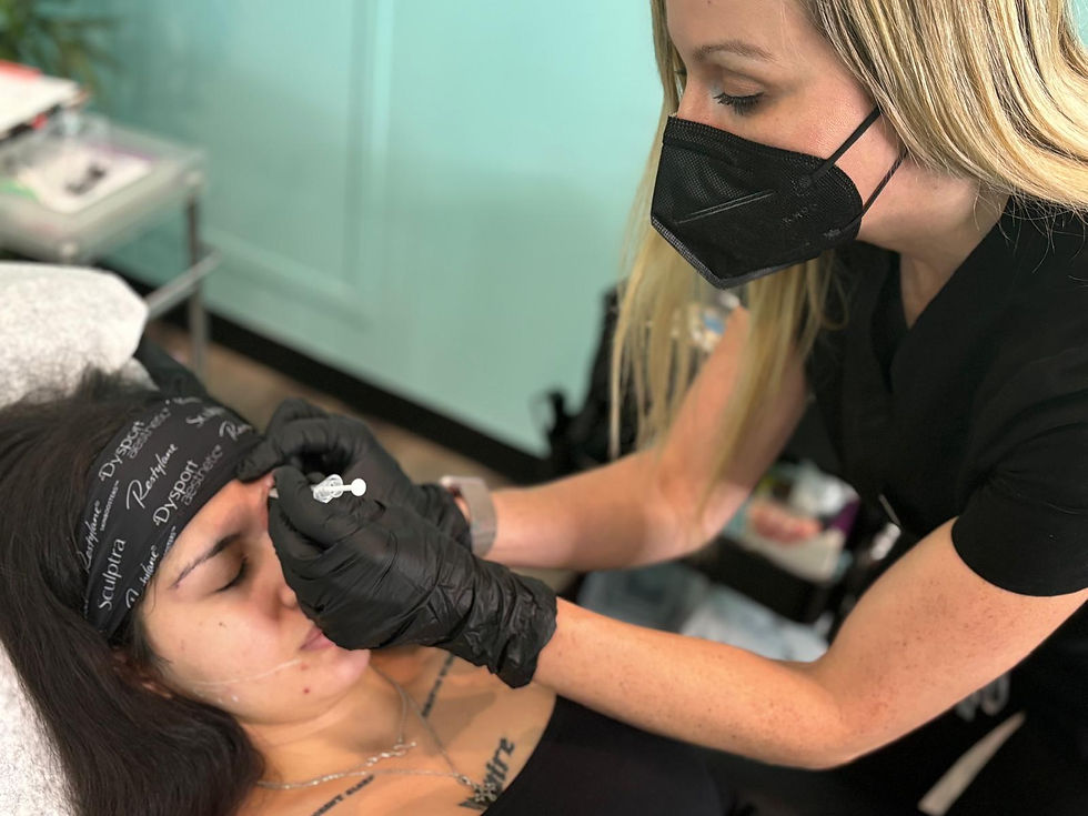 Nurse injecting a patient with BOTOX COSMETIC® in a clinic setting