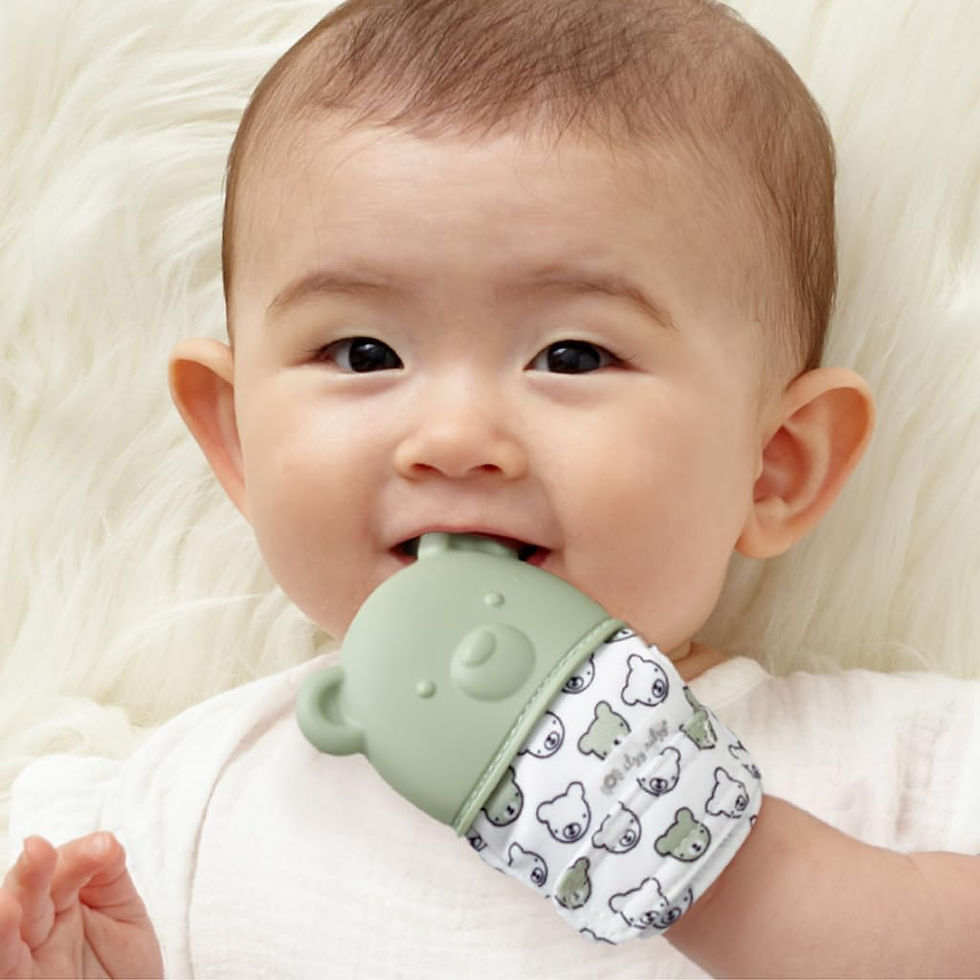 Thumbnail: Itzy Mitt® Teething Mittens - Sage Green Bear