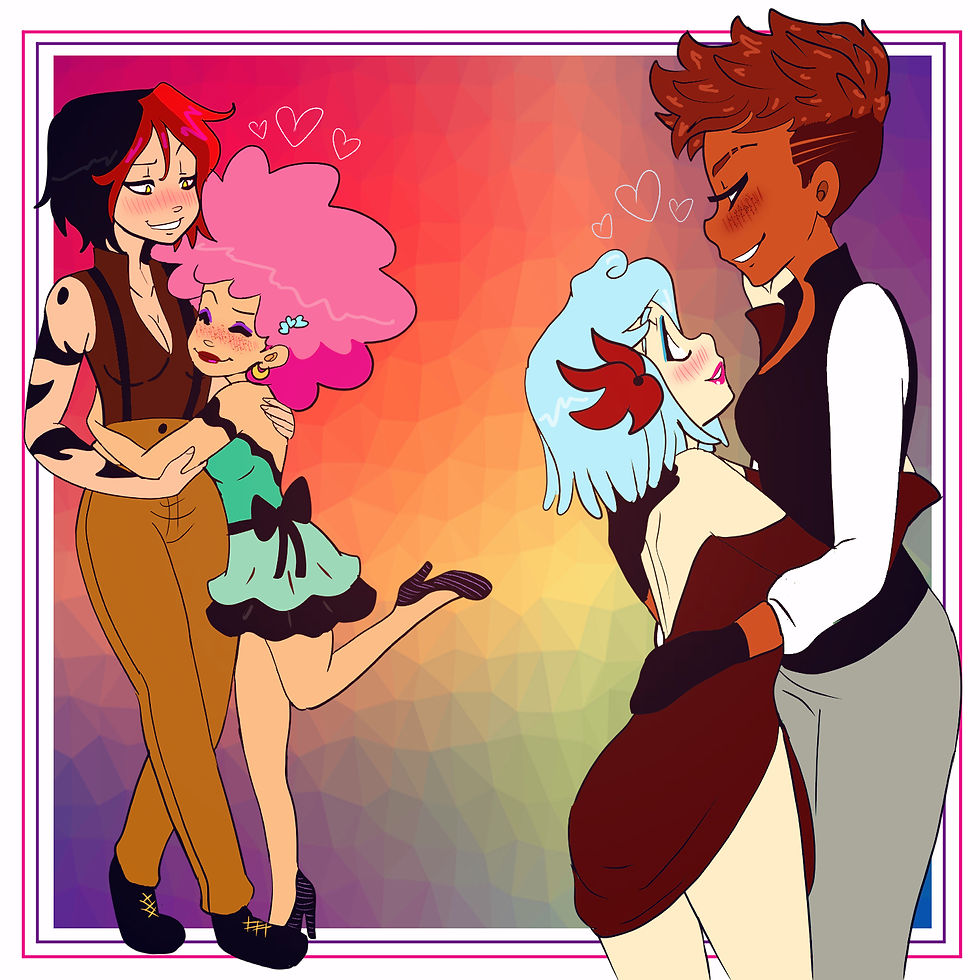Ruby and Rosa with Furi and Eva