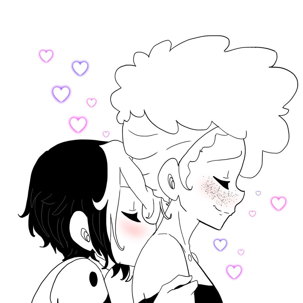 Ruby tenderly kissing Rosa