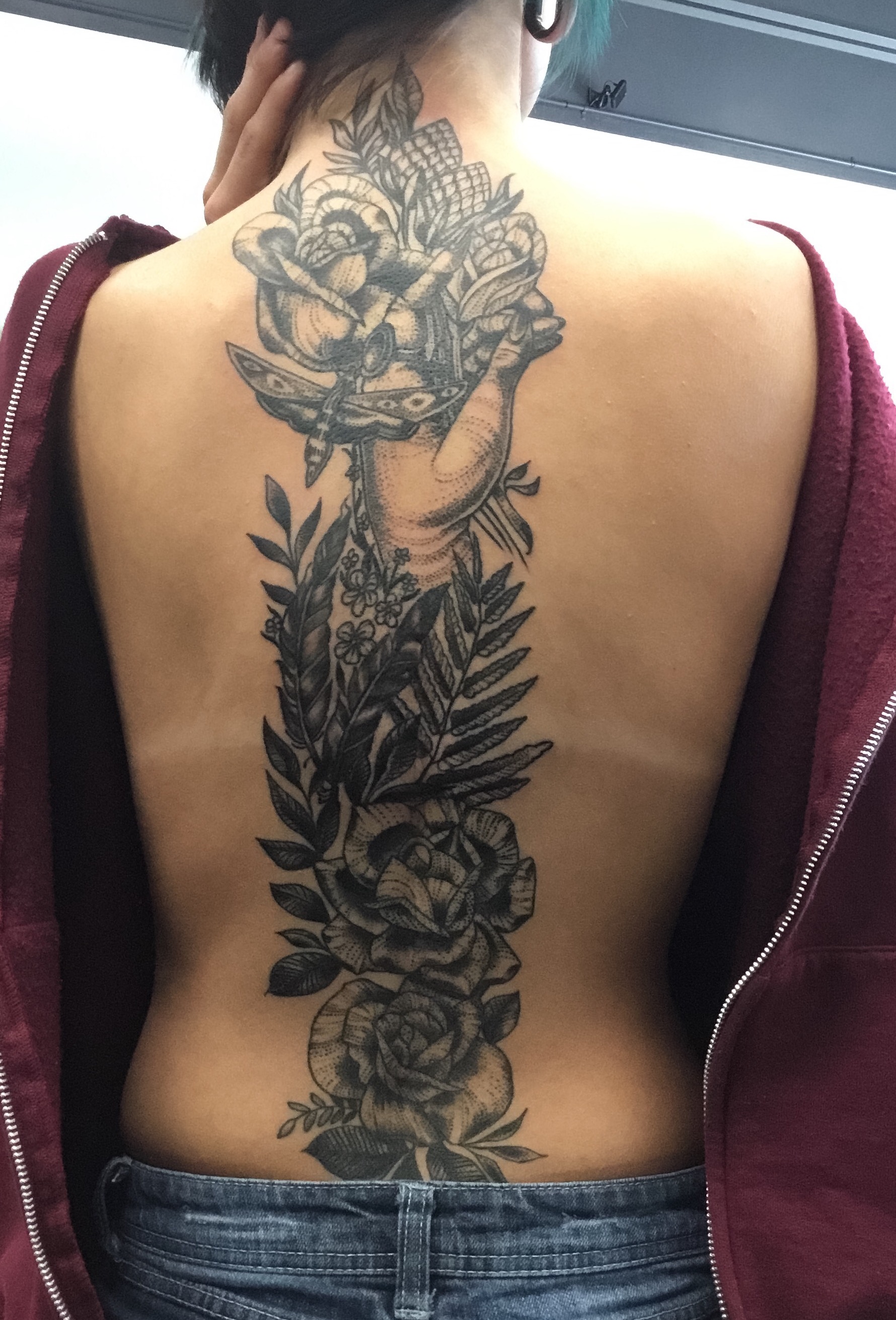 Flowers and hand backpiece