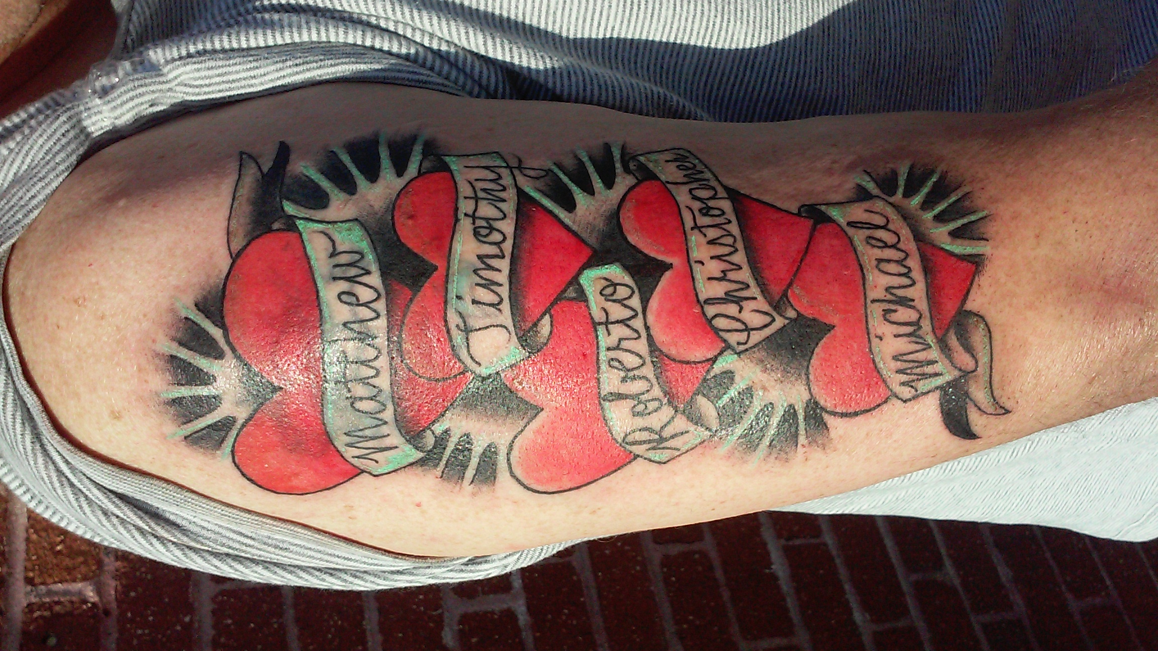 traditional hearts with names coverup