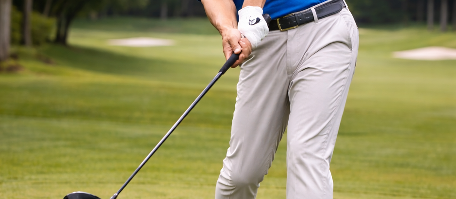 ゴルフでミスショットをする男性