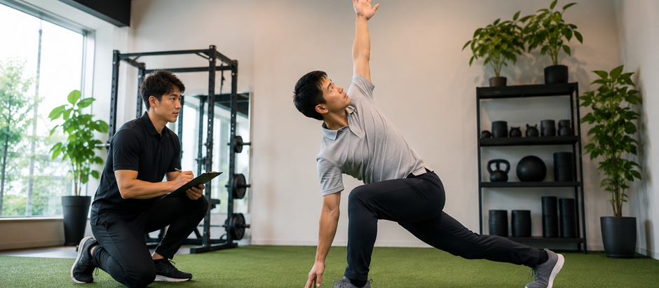 トレーニングの評価を受ける男性