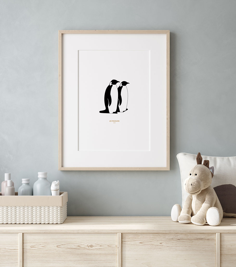 Miniature : Un poster de pingouins au format A4 encadré