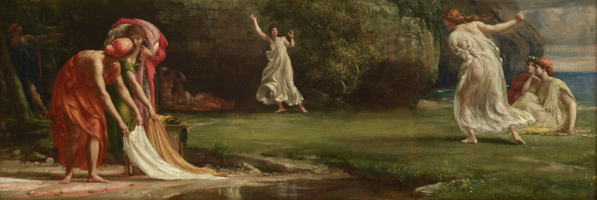 SIR EDWARD JOHN POYNTER, Bt, P.R.A. (1836-1919), Edward John Poynter - Nausicaa and her Maidens Playing at Ball | Victorian Art For Sale