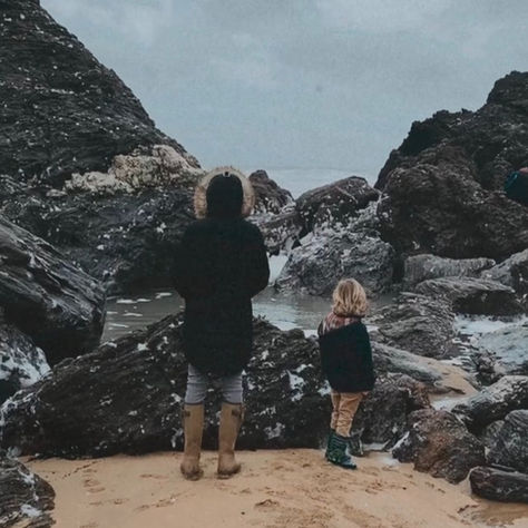 Family on the beach at February Half term in Salcombe