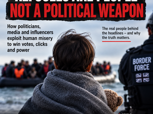 Illustrative Truth Vs Hate image about masked anti-migrant mobilisation and fear politics; it does not depict Piddington.