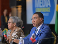 Jamaica reparations: Jamaican Prime Minister Andrew Holness speaking at a reparations event