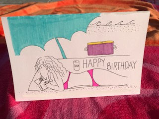 Blue Beach Umbrella Happy Birthday