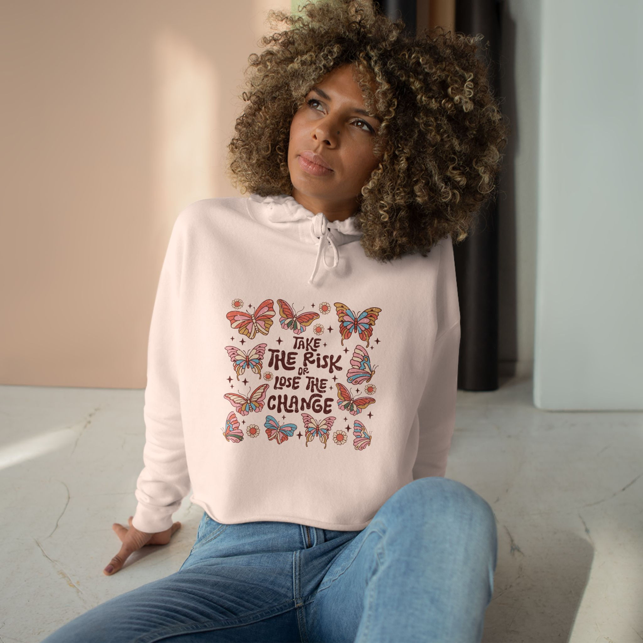 Inspirational Butterfly Crop Hoodie