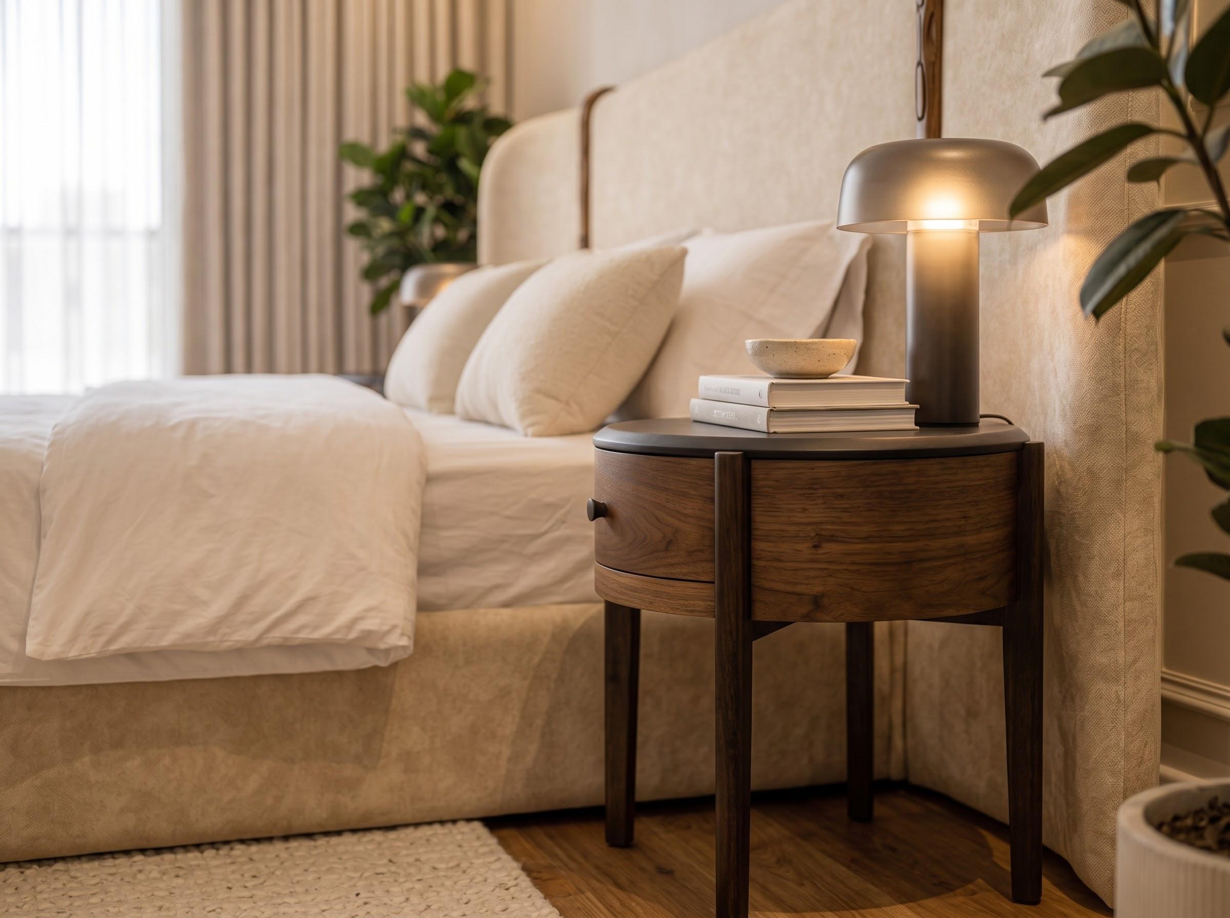 Bahamas — Bedside tables — Material: Compressed pine wood + Massive Beech wood — Veneer: American Walnut — 2