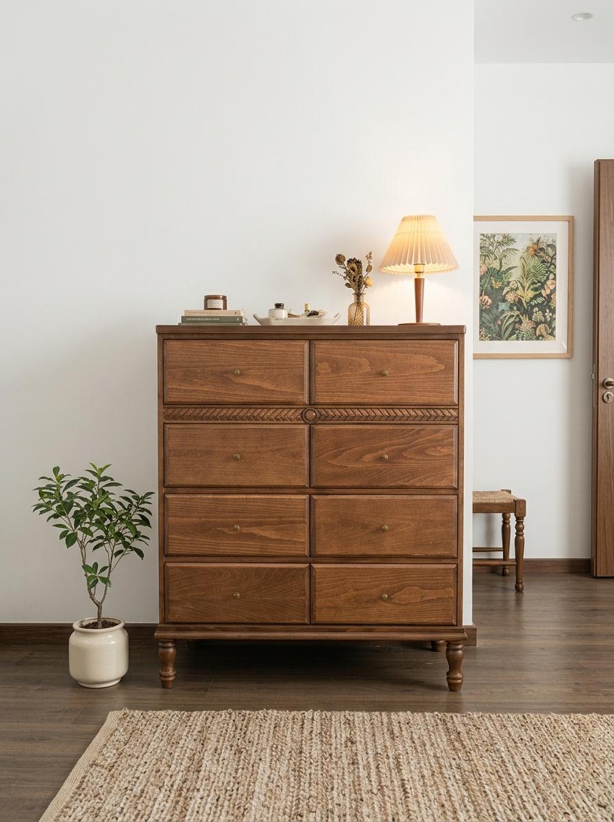 تسريحة — The Devonshire chest of drawers — الخامة: زان مصمت "نحت يدوي Oyma" + خشب كونتر طبيعي — القشرة: زان طبيعي
