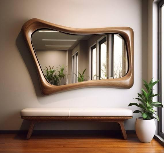 مرآة — Sawdust frame — الخامة: خشب زان مصمت "Oyma"