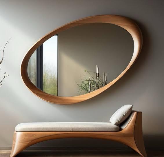 مرآة — Bubble Frame — الخامة: خشب زان مصمت "Oyma"
