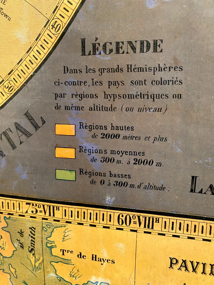 Miniature : Spectaculaire Planisphère murale française, vers 1895