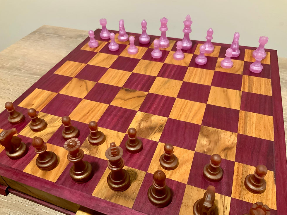 Thumbnail: Custom Chess Board w/Purple Heart & Canary Wood