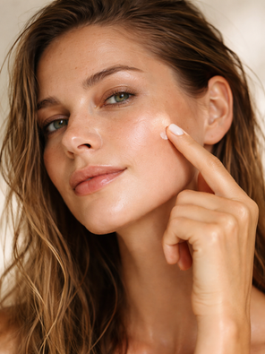 Clear glowing skin representing blemish control skincare treatment