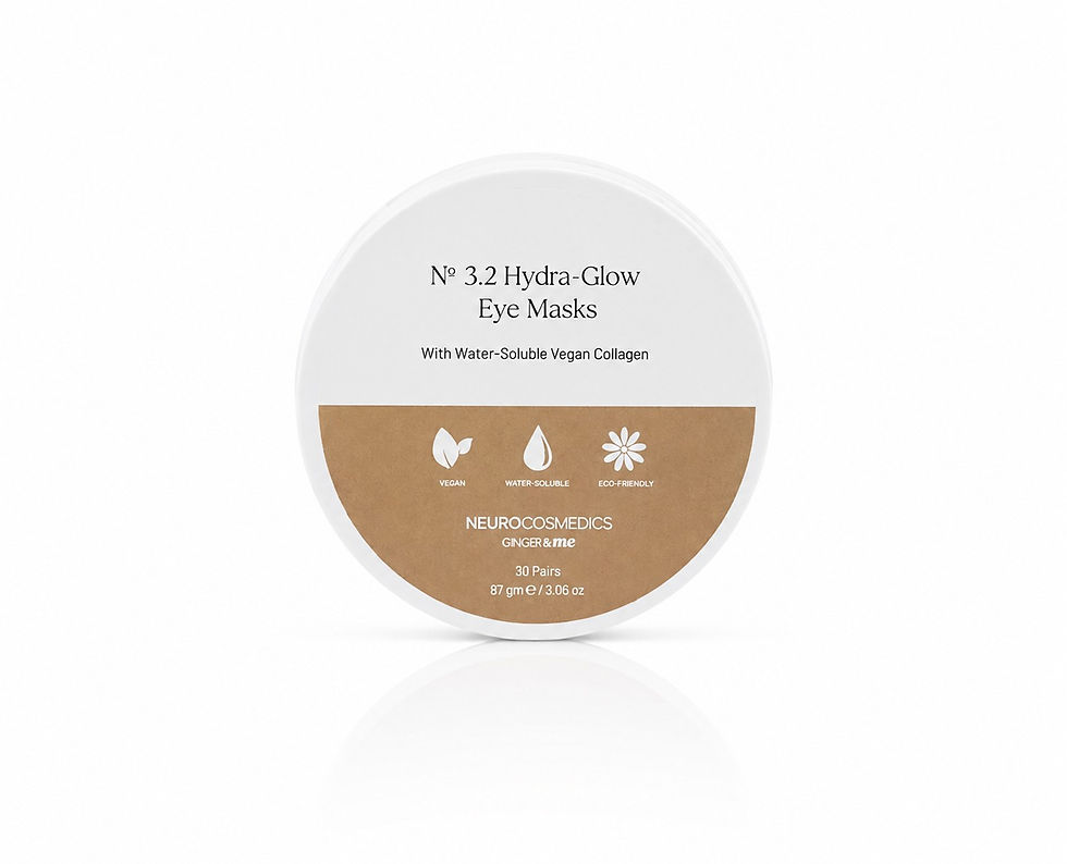 Ginger & Me No. 3.2 Hydra-Glow Eye Masks with water-soluble vegan collagen, 30 pairs to hydrate, smooth and refresh the delic