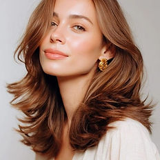 Girl with strawberry blonde hair showing off her new bouncy blow-dry