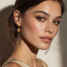 Girl looking into the wearing wearing a soft glam makeup look