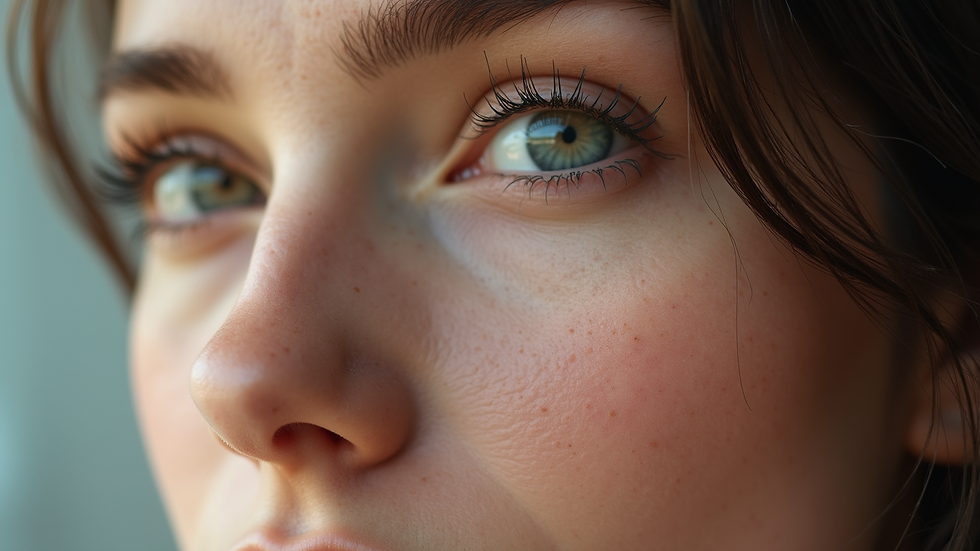 Eye-level view of smooth skin texture after treatment