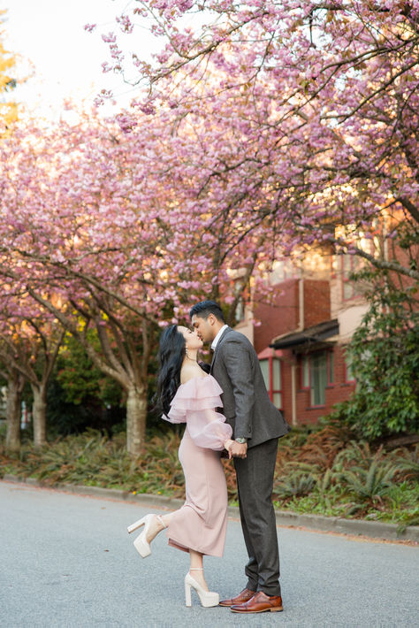 Cherry blossom and engagement photoshoot in UBC.