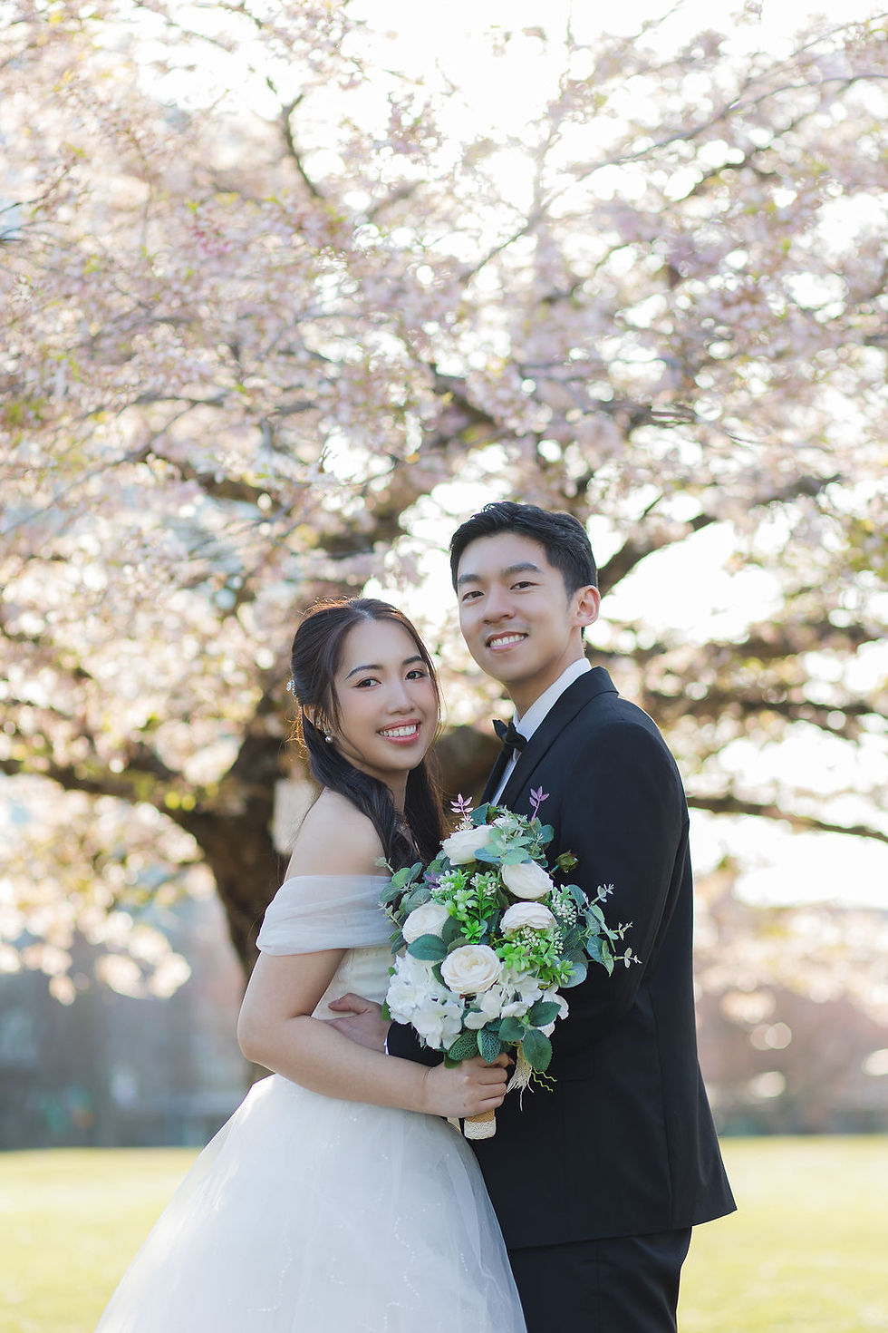 Romantic pre-wedding session in Vancouver park for Seattle couple