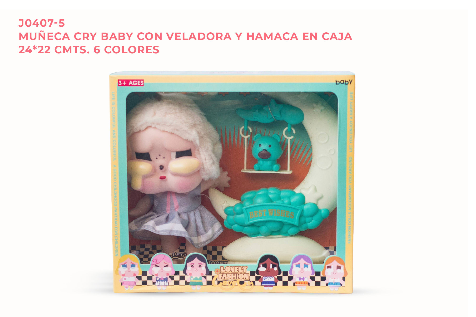 Muñequita Cry Baby Con Veladora Y Hamaca En Caja 24*22 Cmts.