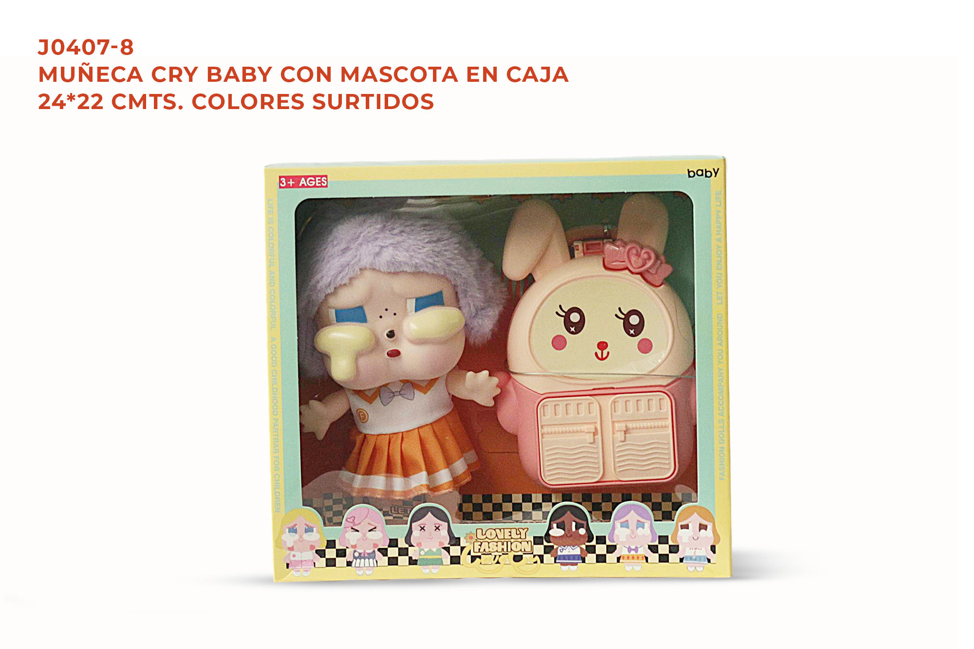 Muñeca Cry Baby Con Mascota En Caja 24*22 Cmts.
