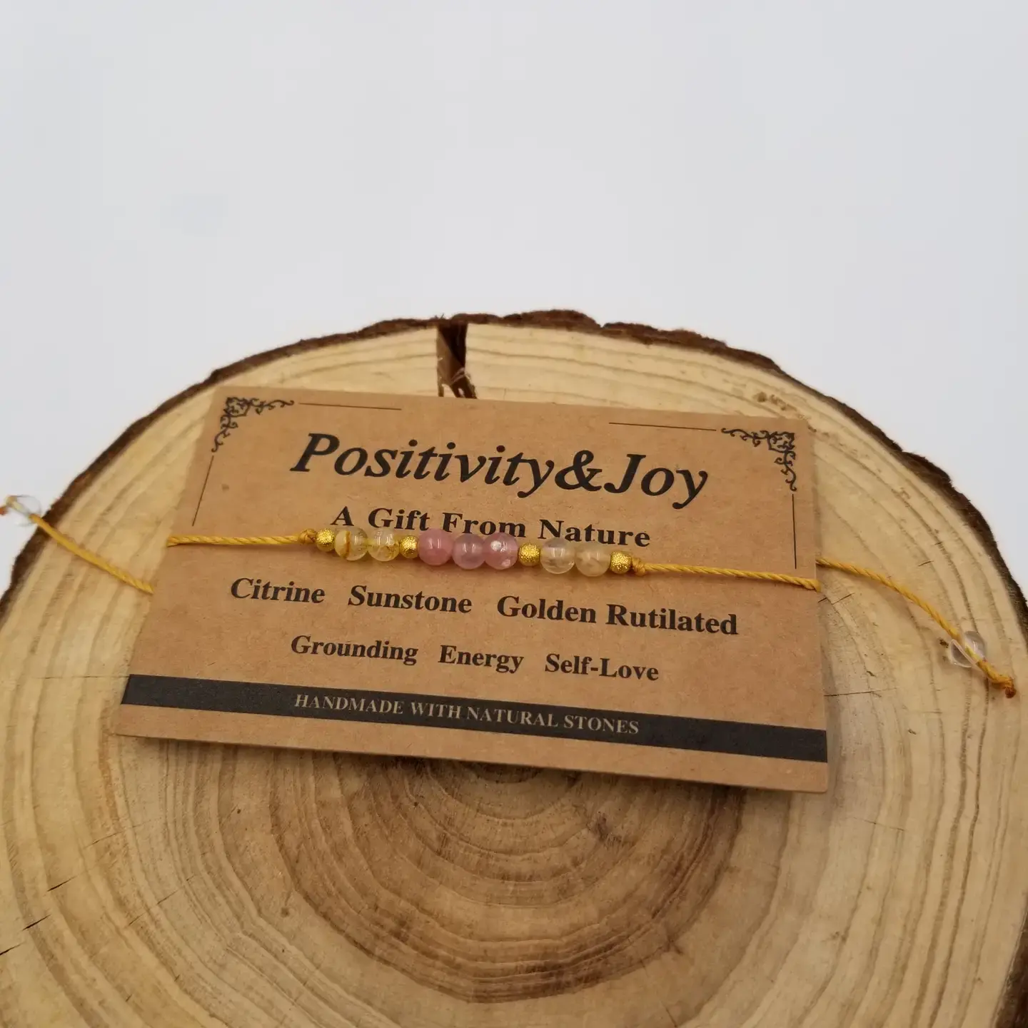 Positivity and Joy Handmade Natural Crystal Chakra Bead Bracelet